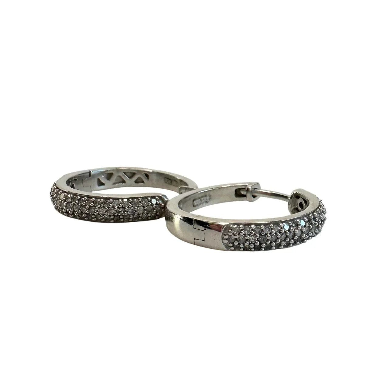 1/2 Carat Natural Diamond Hoop Earrings in Sterling Silver - Unbranded - Diamond Earrings - A+ Stuff