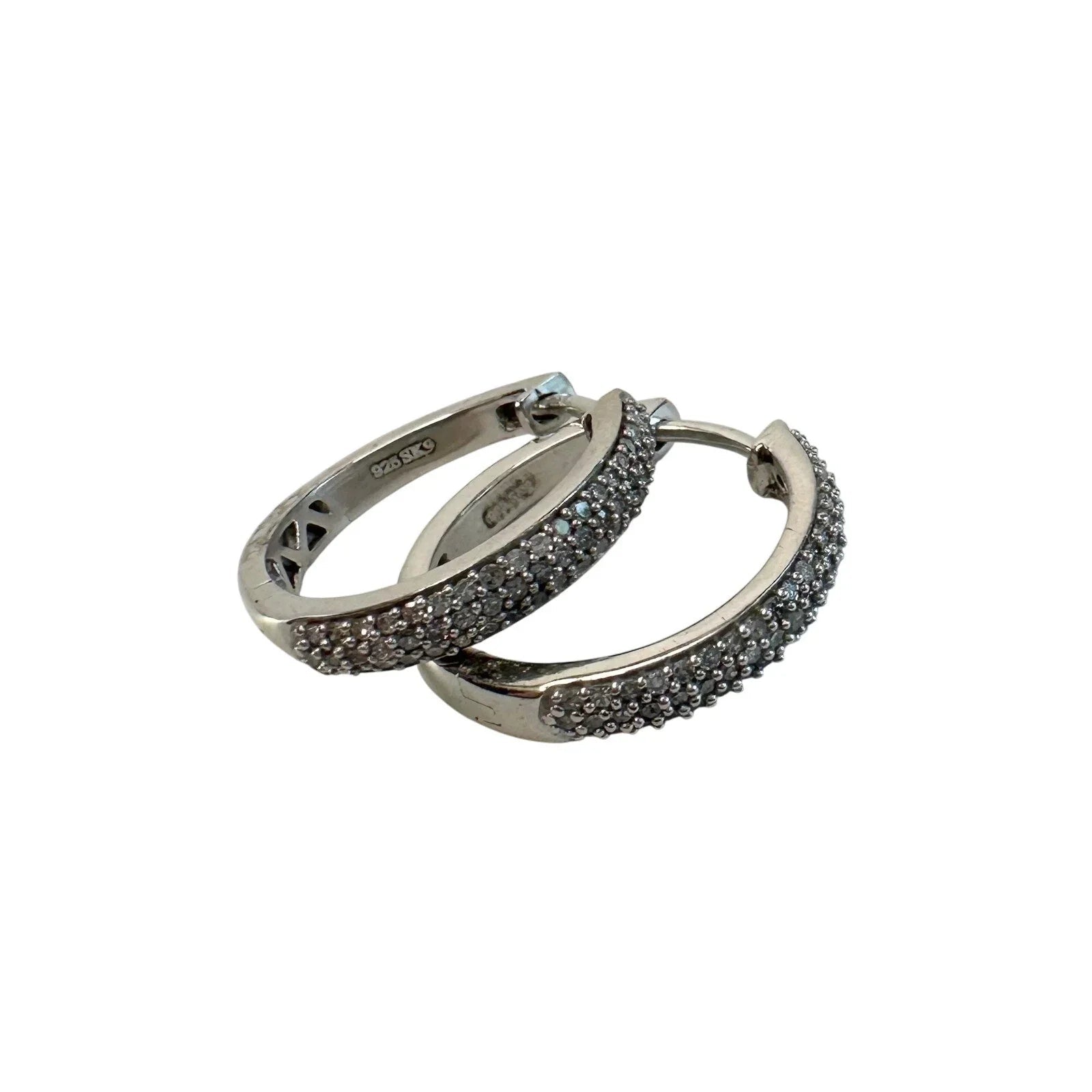 1/2 Carat Natural Diamond Hoop Earrings in Sterling Silver - Unbranded - Diamond Earrings - A+ Stuff