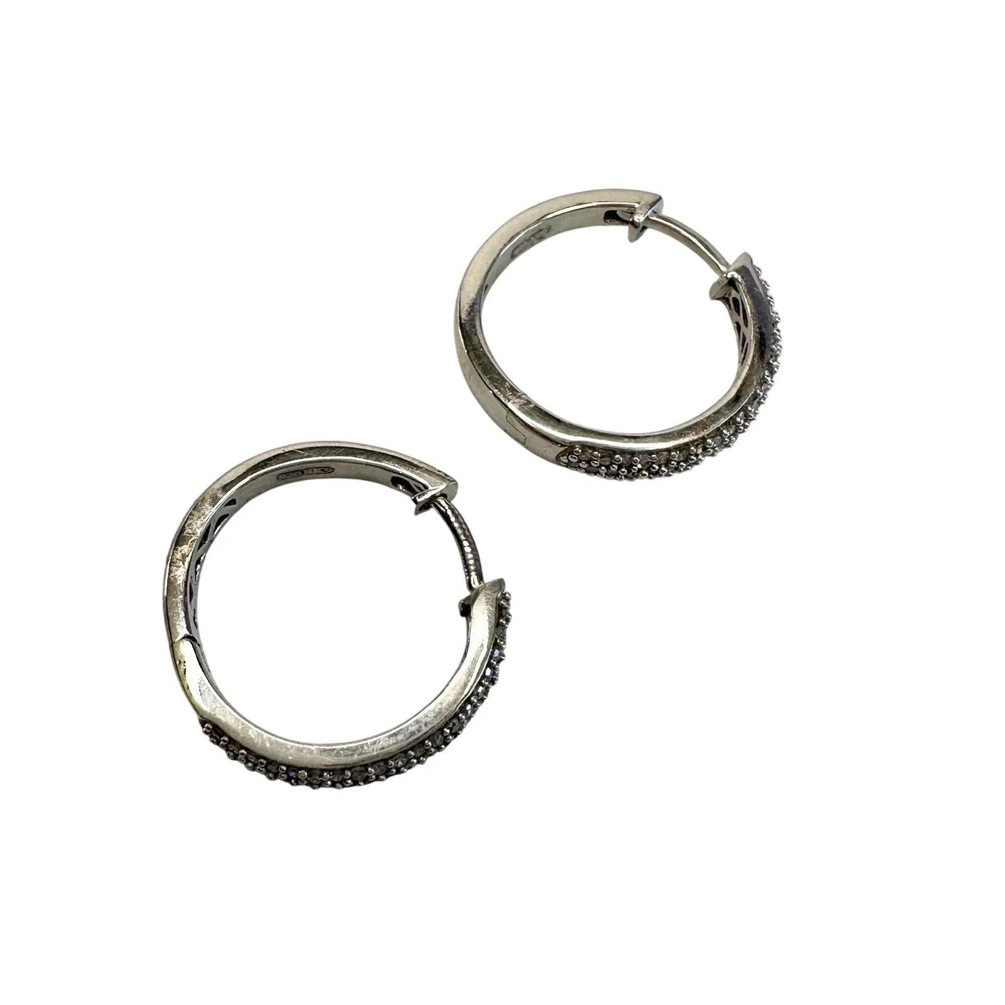 1/2 Carat Natural Diamond Hoop Earrings in Sterling Silver - Unbranded - Diamond Earrings - A+ Stuff