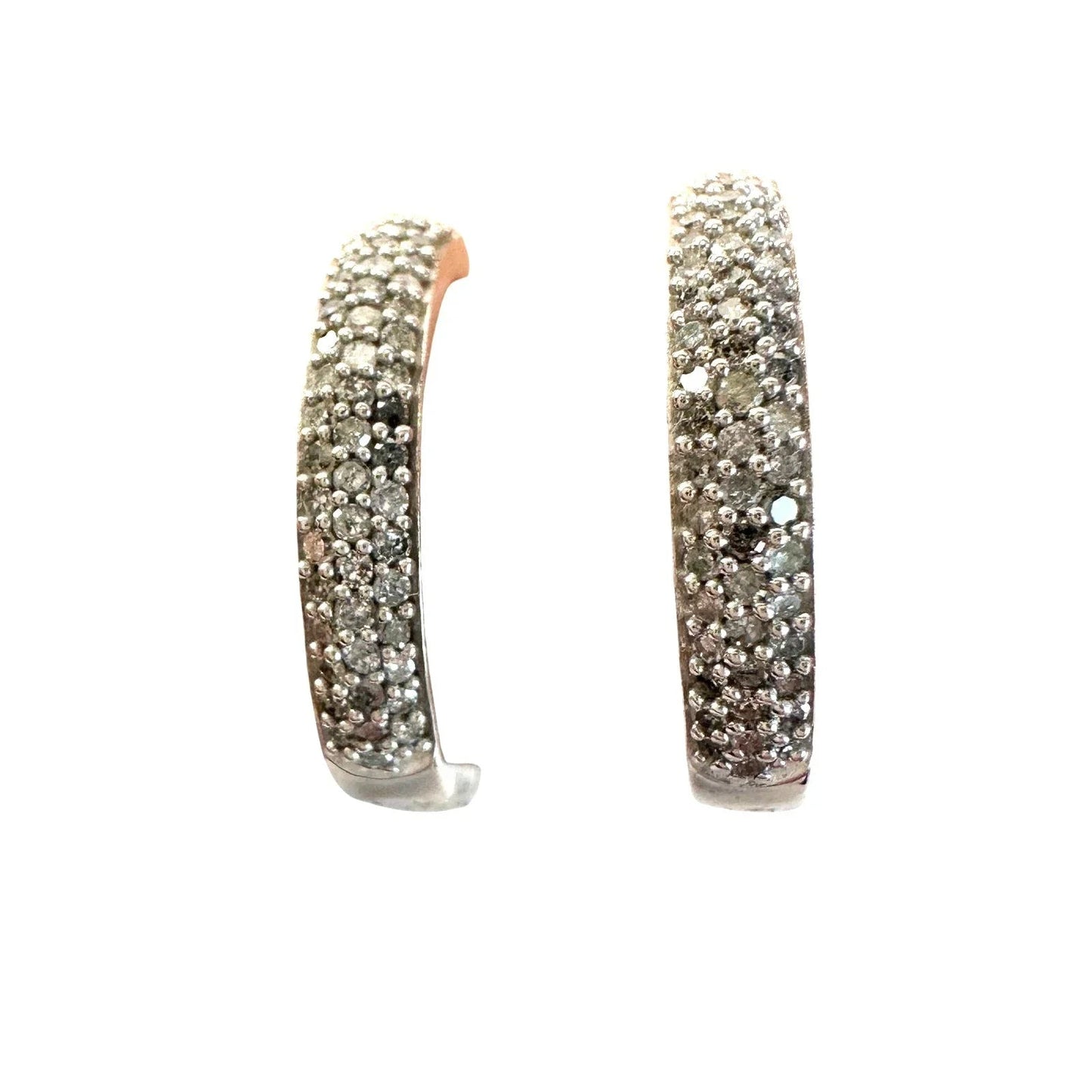 1/2 Carat Natural Diamond Hoop Earrings in Sterling Silver - Unbranded - Diamond Earrings - A+ Stuff