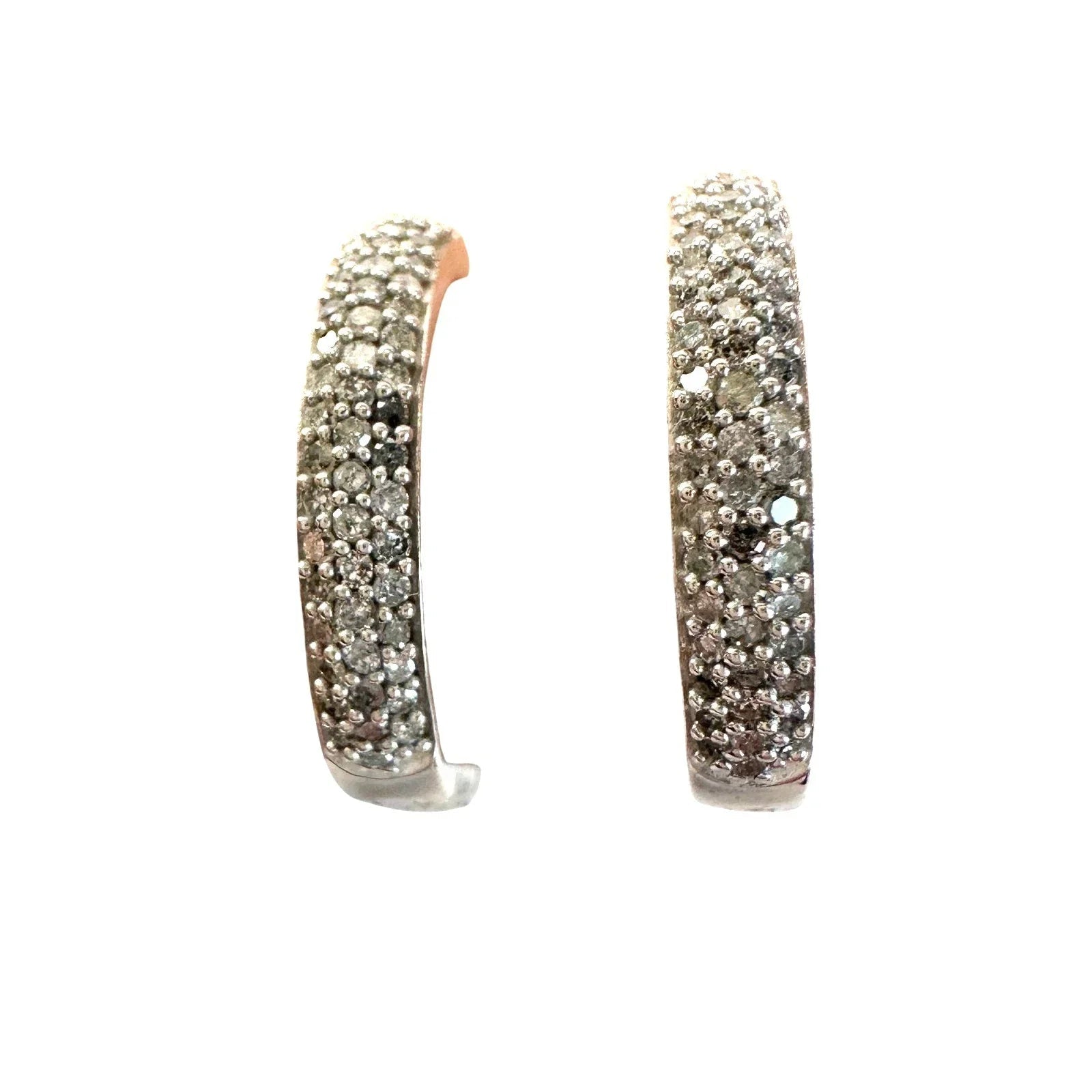 1/2 Carat Natural Diamond Hoop Earrings in Sterling Silver - Unbranded - Diamond Earrings - A+ Stuff
