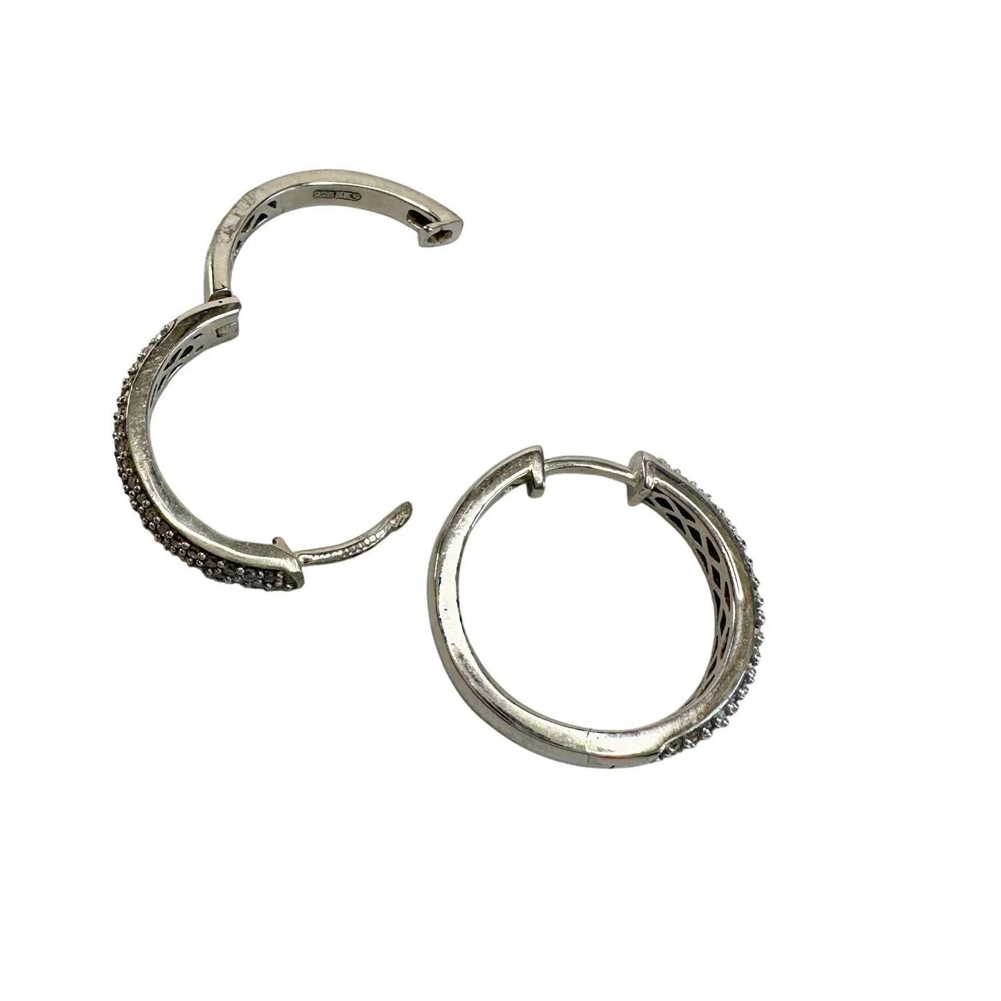 1/2 Carat Natural Diamond Hoop Earrings in Sterling Silver - Unbranded - Diamond Earrings - A+ Stuff