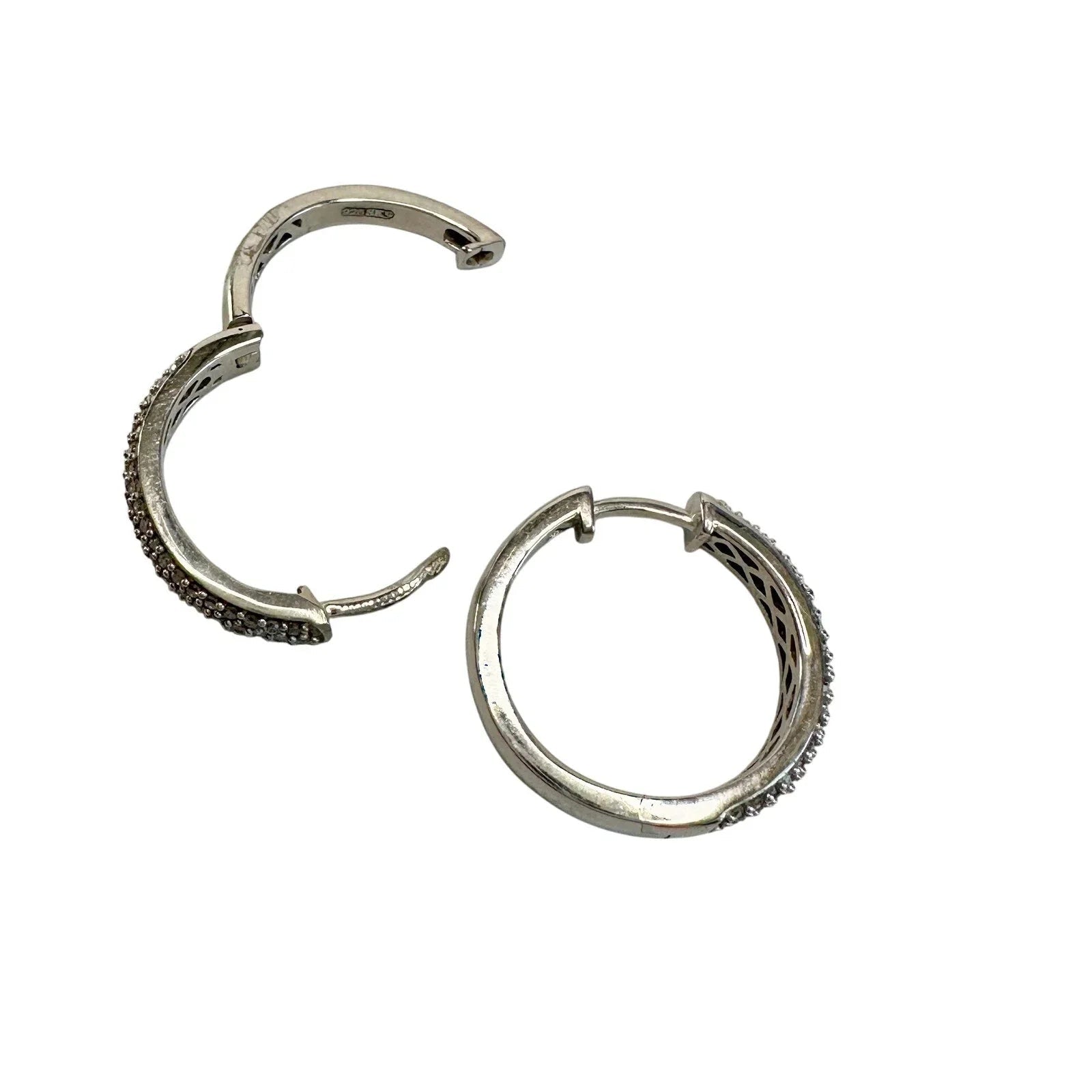 1/2 Carat Natural Diamond Hoop Earrings in Sterling Silver - Unbranded - Diamond Earrings - A+ Stuff