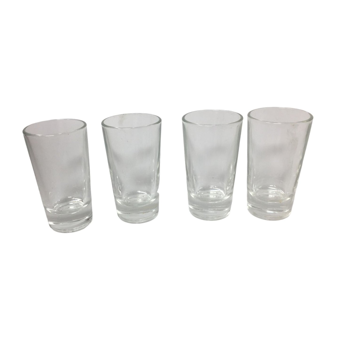 Vintage Set of 4 Clear Glass Shot Glasses- each about 2.5" tall