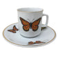 Teacup and Saucer Set with Butterflies Printed on Both