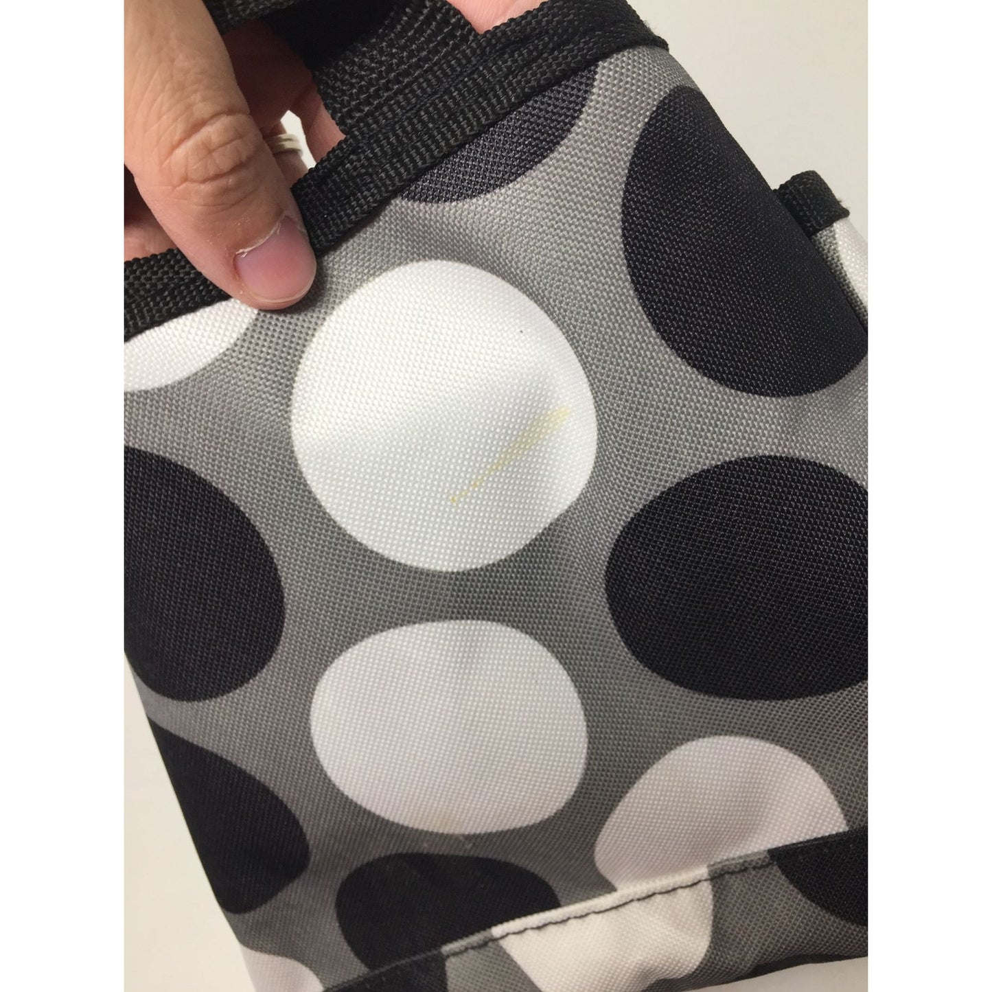 Women's Thirty-One Black, Gray, White Polka Dotted Mini Tote/ Shower Caddy