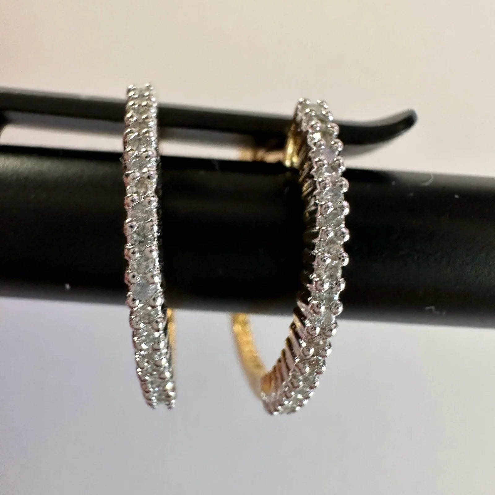 1/3 Carat Natural Diamond Hoop Earrings - Sterling Silver with Gold Overlay - Unbranded - Earrings - A+ Stuff