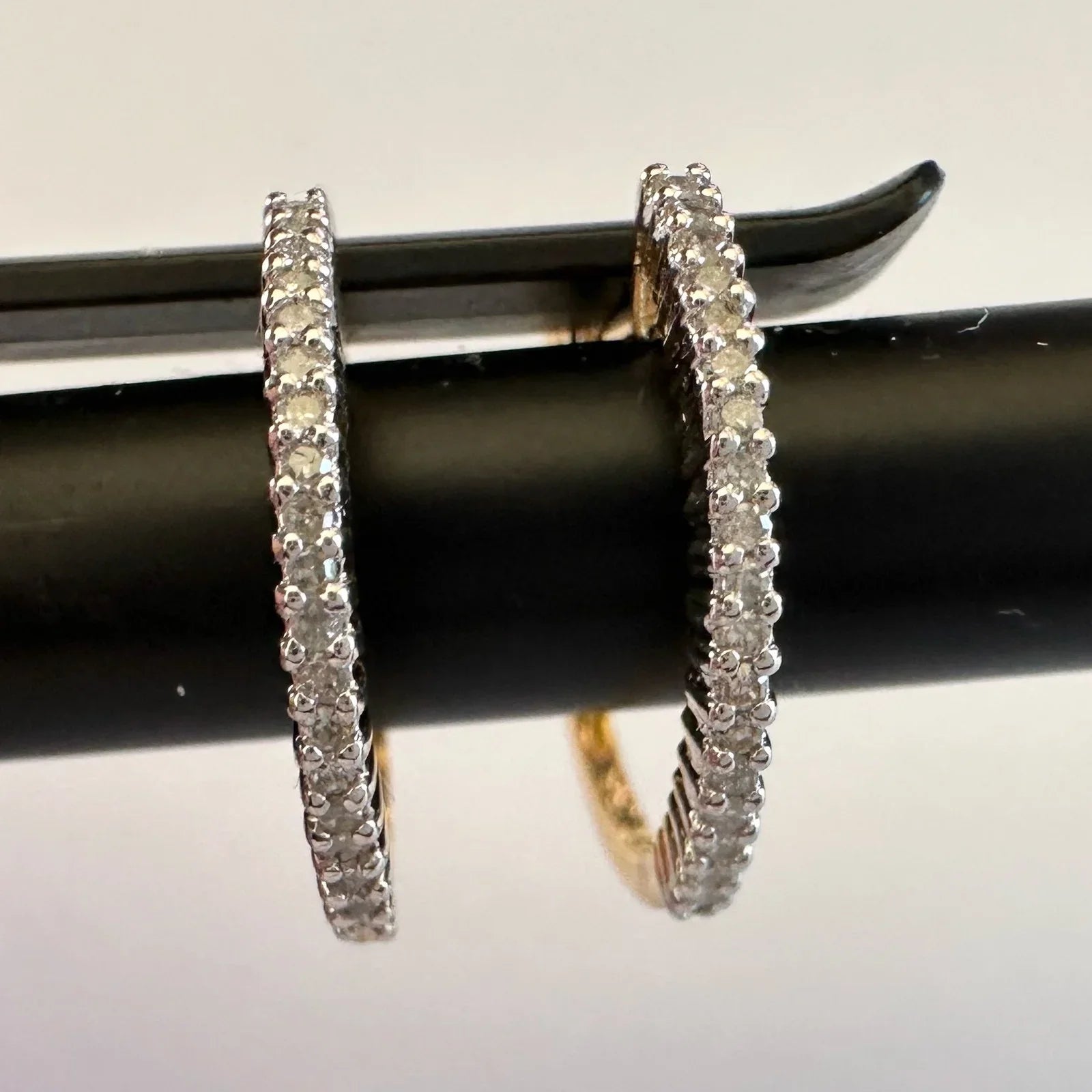 1/3 Carat Natural Diamond Hoop Earrings - Sterling Silver with Gold Overlay - Unbranded - Earrings - A+ Stuff