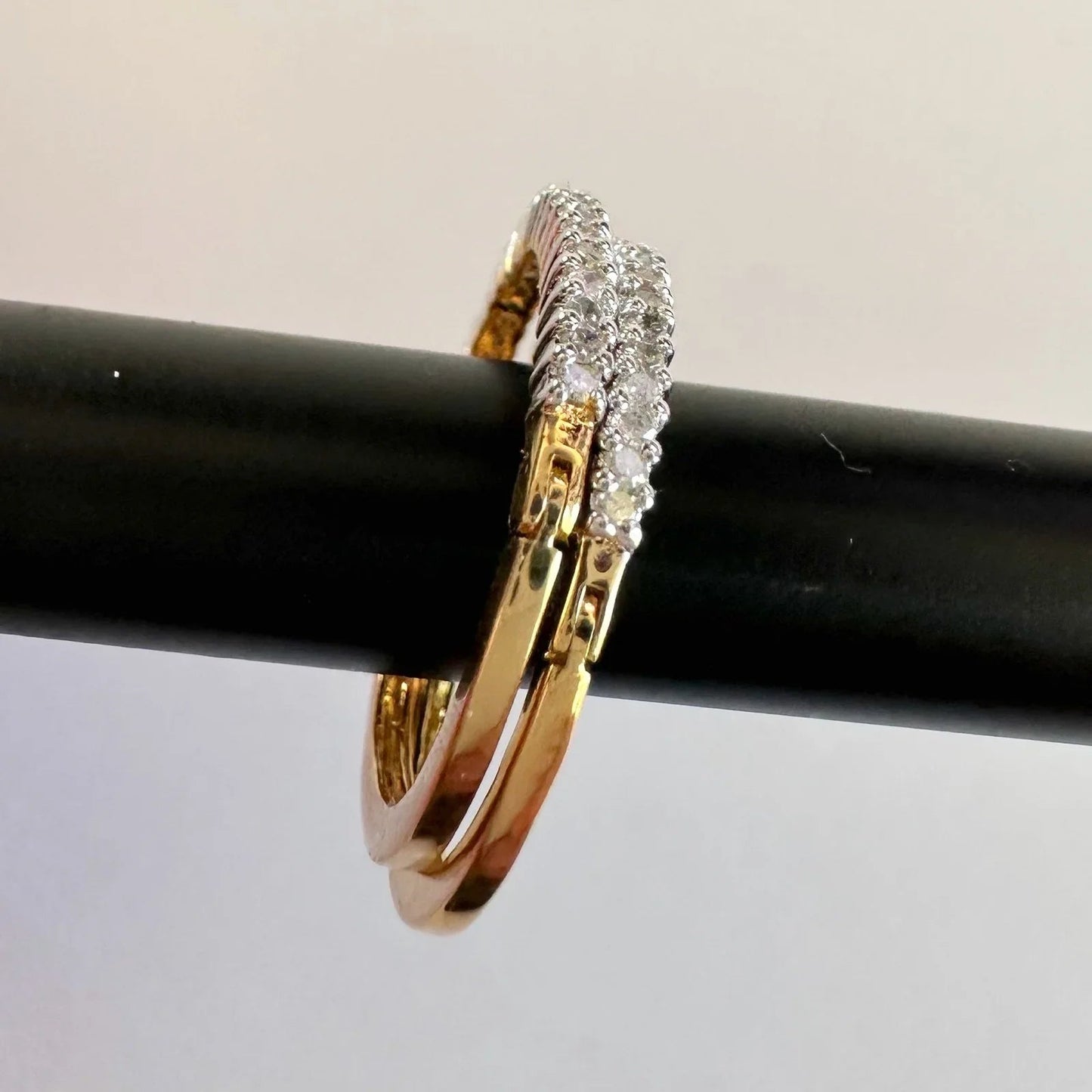 1/3 Carat Natural Diamond Hoop Earrings - Sterling Silver with Gold Overlay - Unbranded - Earrings - A+ Stuff