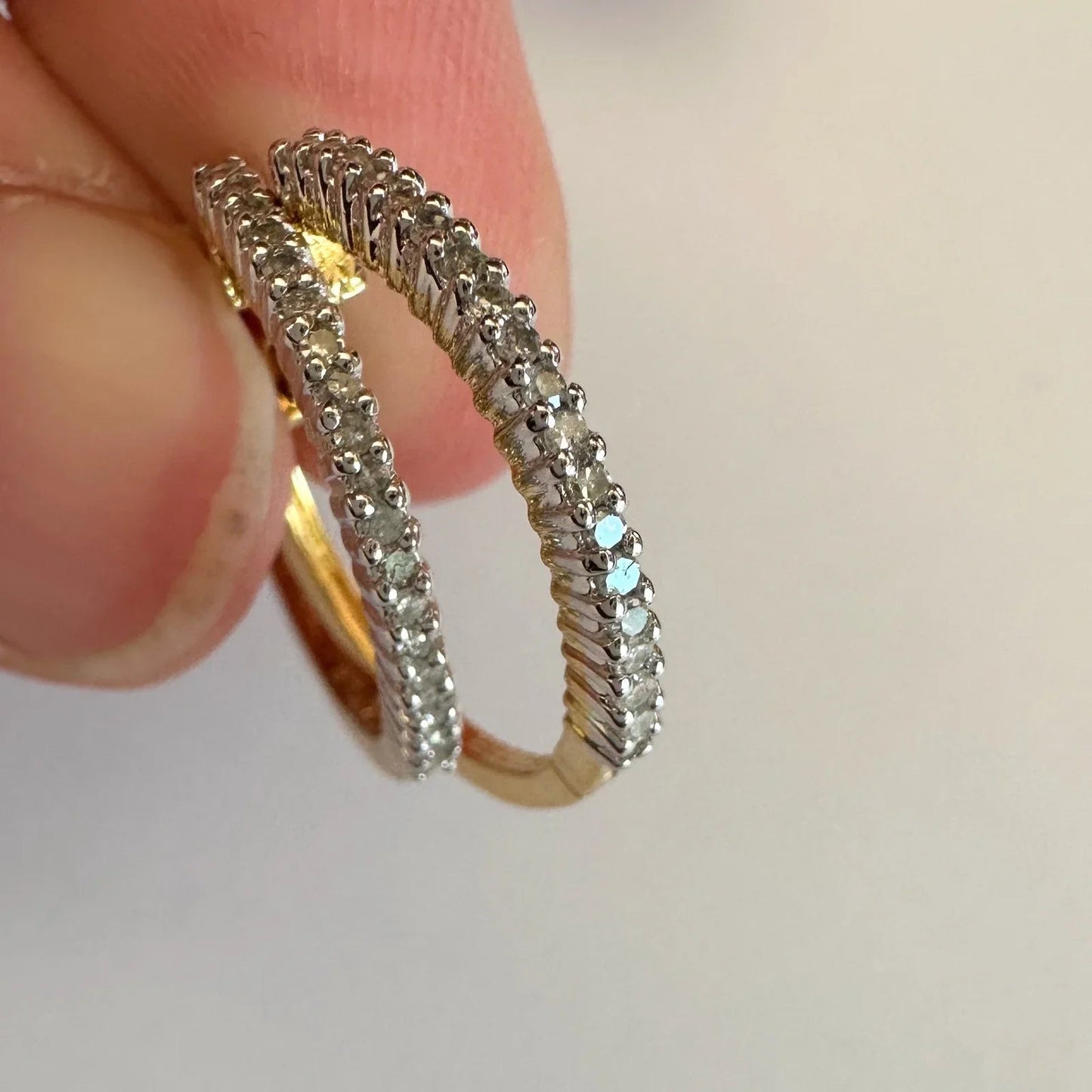 1/3 Carat Natural Diamond Hoop Earrings - Sterling Silver with Gold Overlay - Unbranded - Earrings - A+ Stuff