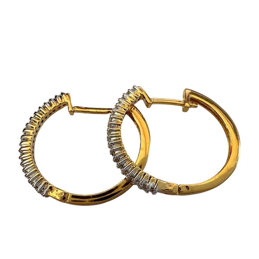 1/3 Carat Natural Diamond Hoop Earrings - Sterling Silver with Gold Overlay - Unbranded - Earrings - A+ Stuff