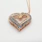 Beautiful 1.00 ct Diamond Heart Necklace - 14kt Rose Gold Over Sterling