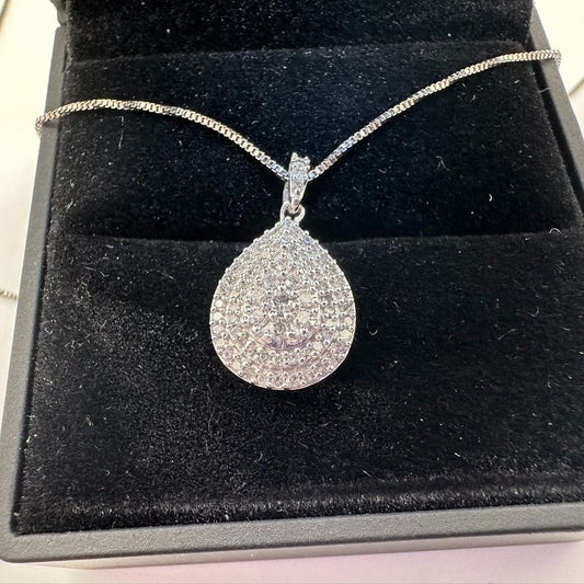 Stunning Pear Cut 1/2 Ct Diamond Designer Necklace - Natural Diamonds in Sterling SIlver Setting