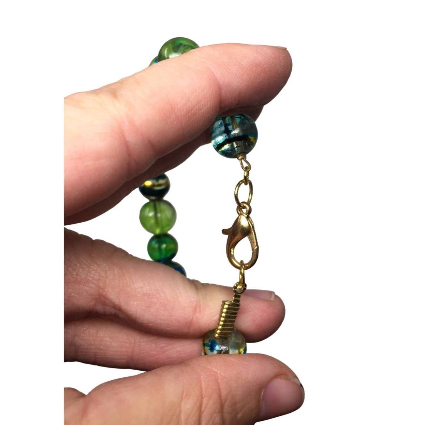 Women's Blue/Green Beaded Bracelet with Clasp