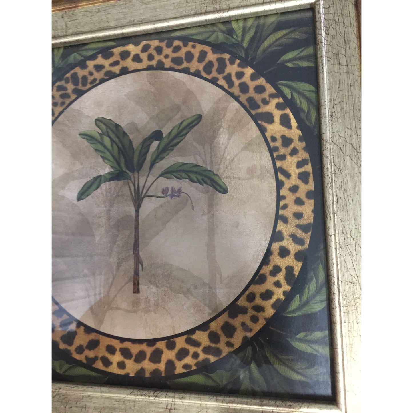 Kirkland's Wood Framed Wall Art/Home Decor with Palm Tree & Cheetah Print Pattern