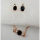 Pretty Oval Sapphire and Crystal Necklace & Earrings Set with Rose Gold Overlay