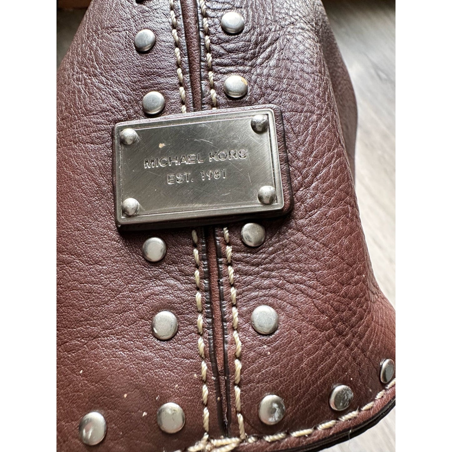 Michael Kors Brown Leather Studded Hobo Bag - Beautiful!