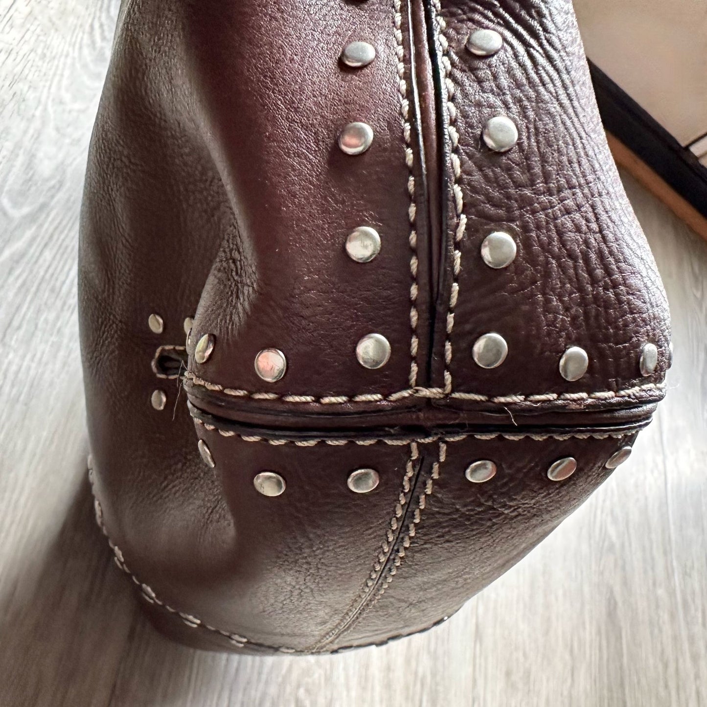 Michael Kors Brown Leather Studded Hobo Bag - Beautiful!