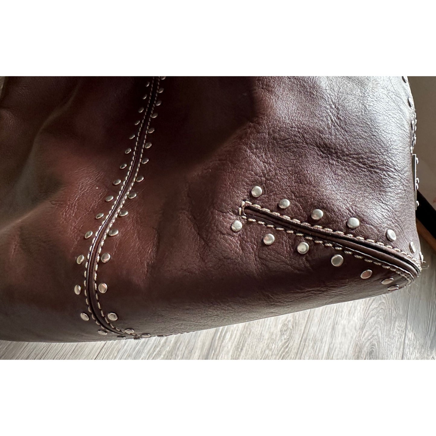 Michael Kors Brown Leather Studded Hobo Bag - Beautiful!