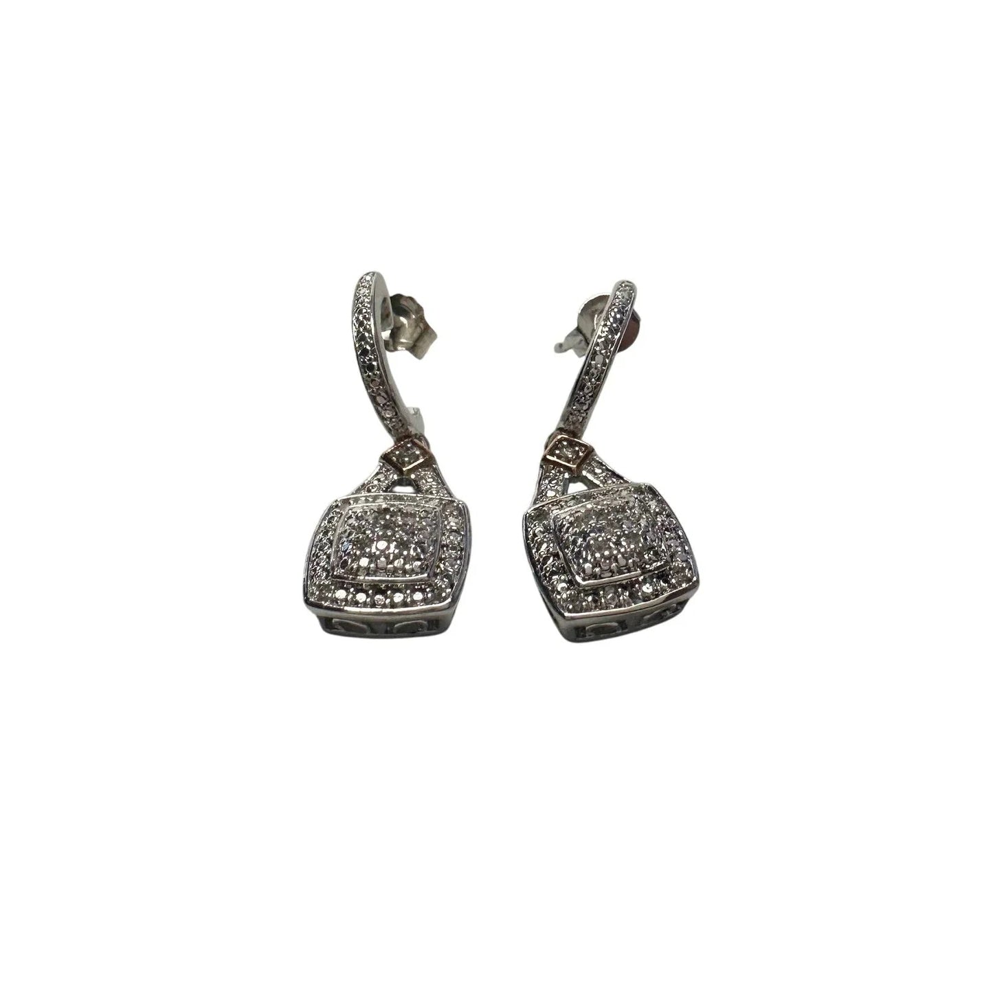 1/4 Carat Diamond Cushion Cut Dangle Earrings - Rhodium Plated Brass - Unbranded - Earrings - A+ Stuff