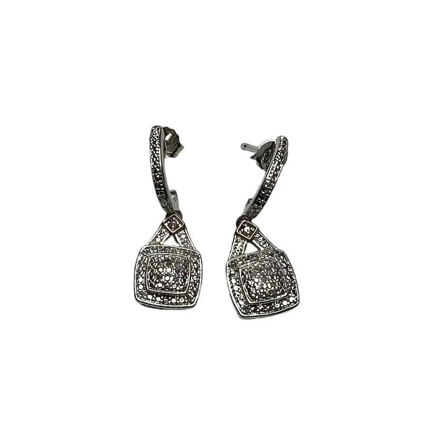1/4 Carat Diamond Cushion Cut Dangle Earrings - Rhodium Plated Brass - Unbranded - Earrings - A+ Stuff