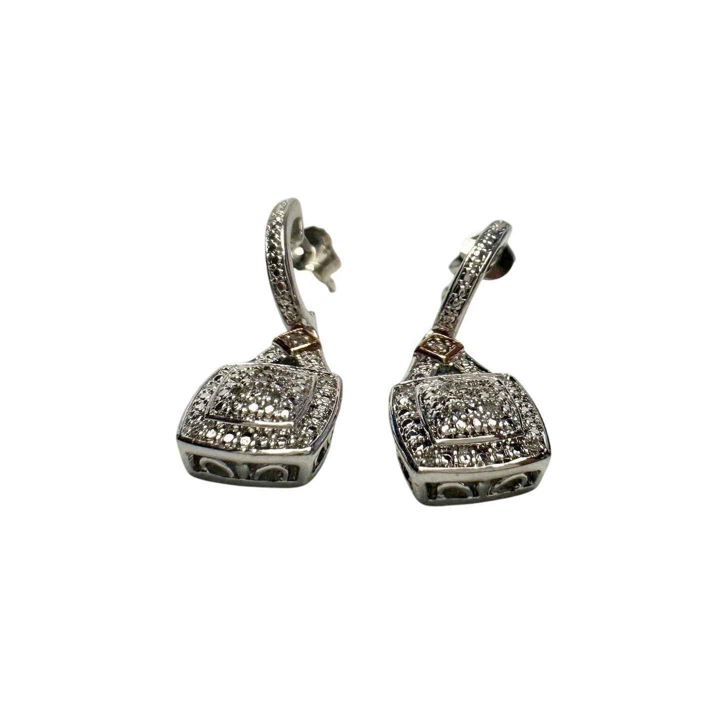 1/4 Carat Diamond Cushion Cut Dangle Earrings - Rhodium Plated Brass - Unbranded - Earrings - A+ Stuff