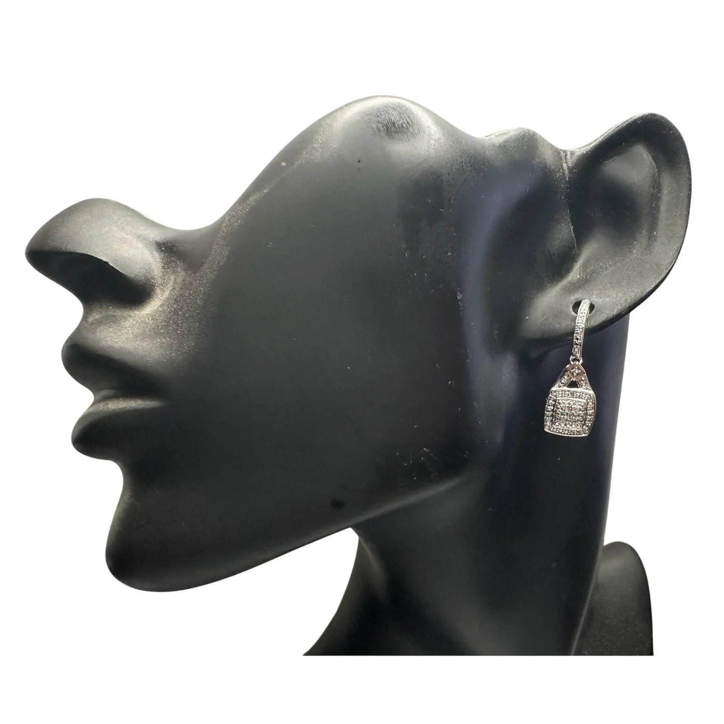 1/4 Carat Diamond Cushion Cut Dangle Earrings - Rhodium Plated Brass - Unbranded - Earrings - A+ Stuff