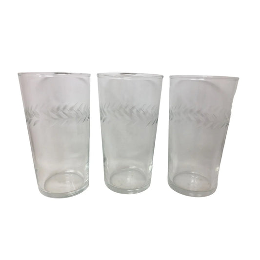 Set of 3 Clear Drinking Glasses with Leaf Pattern- 5 Inches Tall A+ Stuff  A+ Stuff