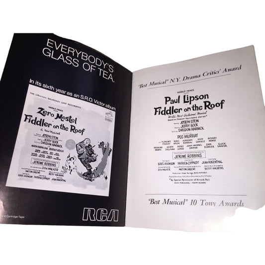 Vintage Fiddler on the Roof 1960s Souvenir/Musical Program Paul Lipson