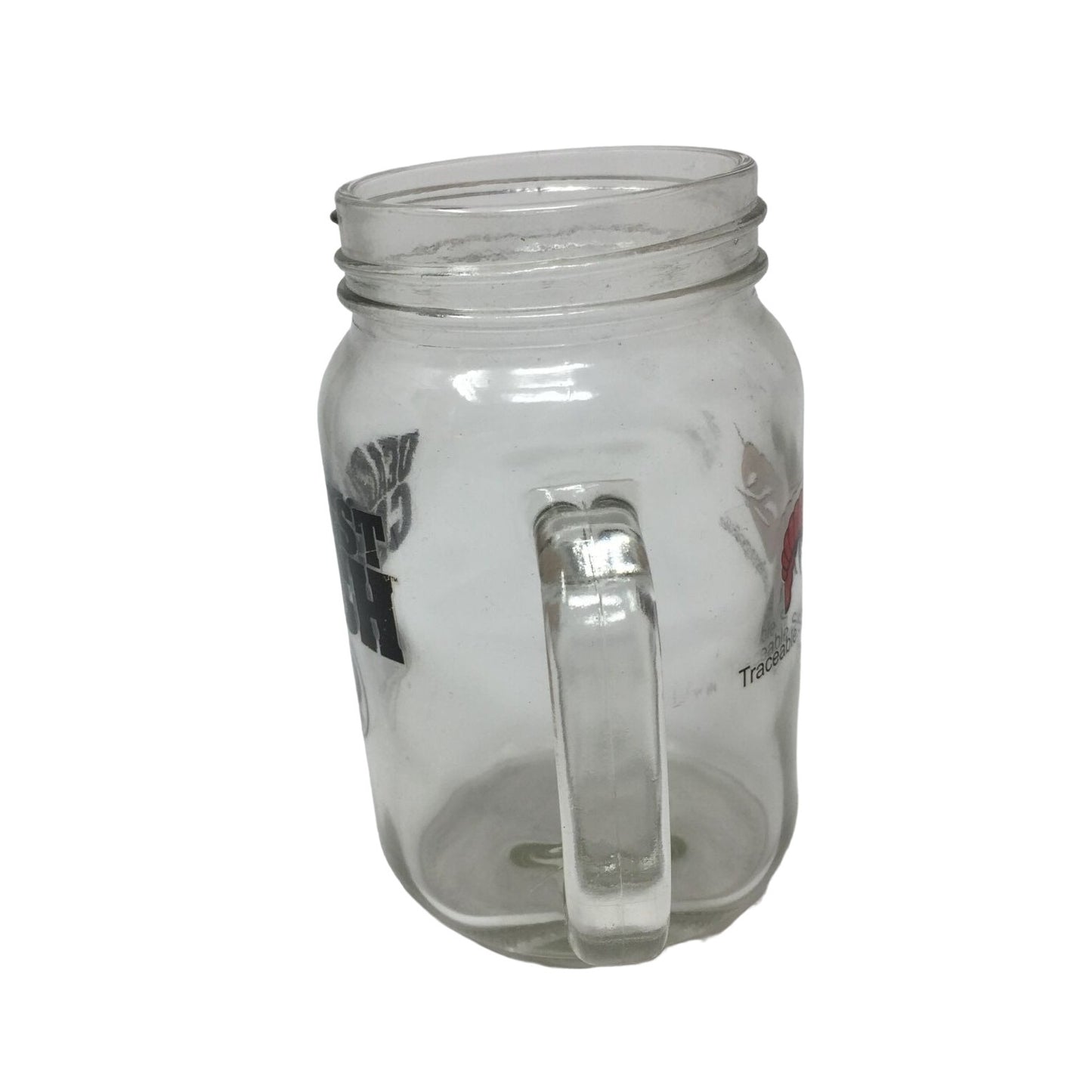 Red Lobster "Deadliest Catch" Handled Clear Glass Mason Jar Mug/Cup