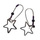 Vintage Womens/Girls Silver and Purple Dangly Star Earrings