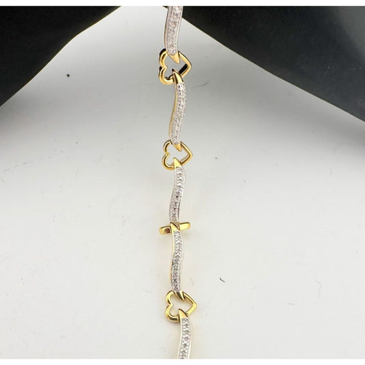 Beautiful Heart and Diamond Ribbon Bracelet - 14kt Gold overlay Sterling Silver - Spread Some Love!