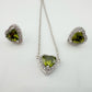 Beautiful Green Peridot Heart Necklace and Earrings Set