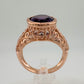 Enchanting 4.12 Carat  Natural Amethyst Designer Ring - SIze 7.25 - 14kt Rose Gold Overlay - Beautiful!