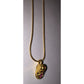 Womens Gold Tone Necklace with Chain and Baby Shoe w/ Pink Rhinestone (Month of Oct.)