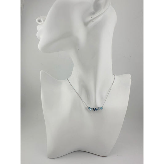 Beautiful Shades of Blue Natural Topaz  (1.5 ct) Designer Necklace .925 Sterling Silver Setting