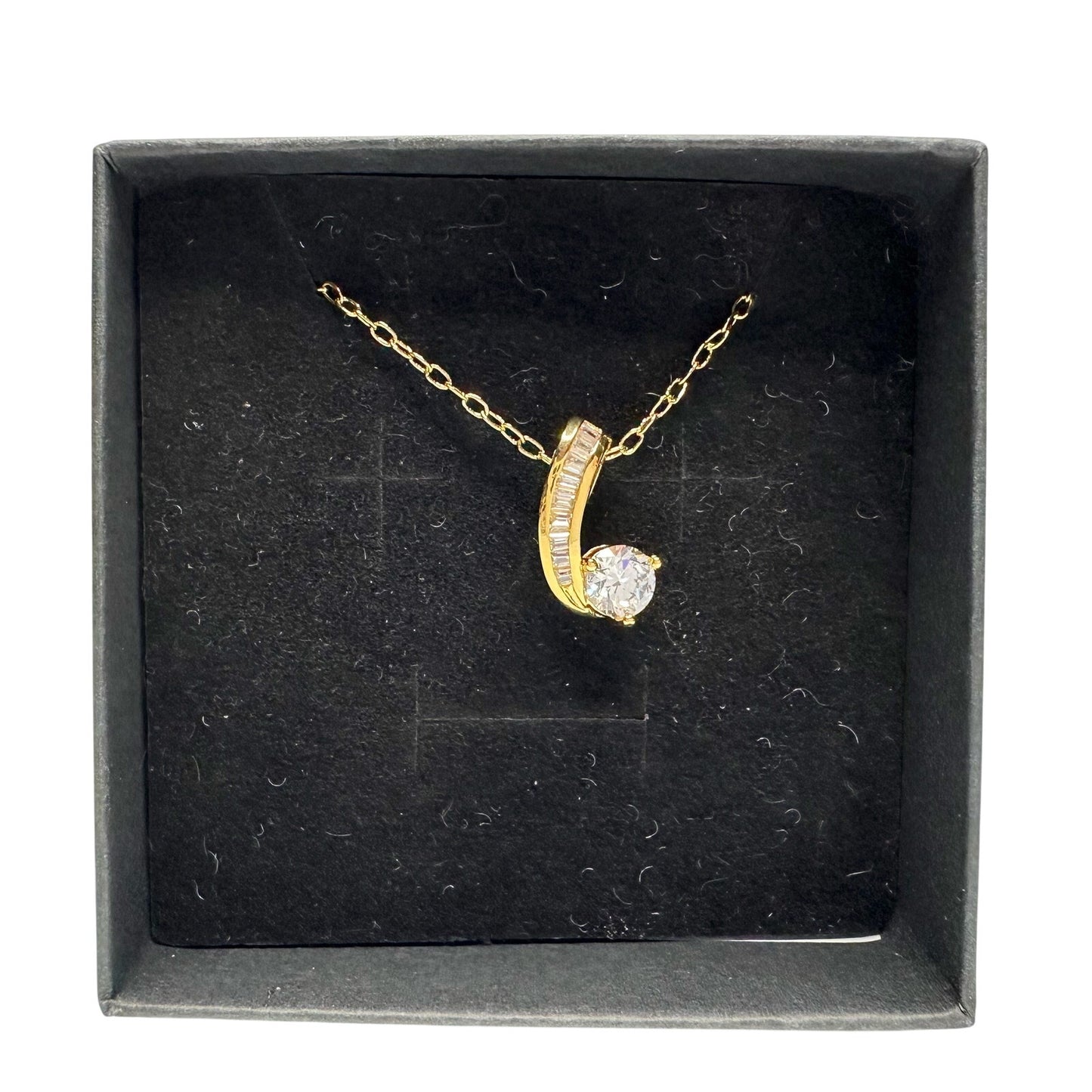 Pretty 18kt Gold Plated White Topaz and Zirconia Swirl Necklace