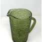 Vintage Ridged Olive Green Glass Pitcher  6.5" H  Pretty Design - 1970s-1980s