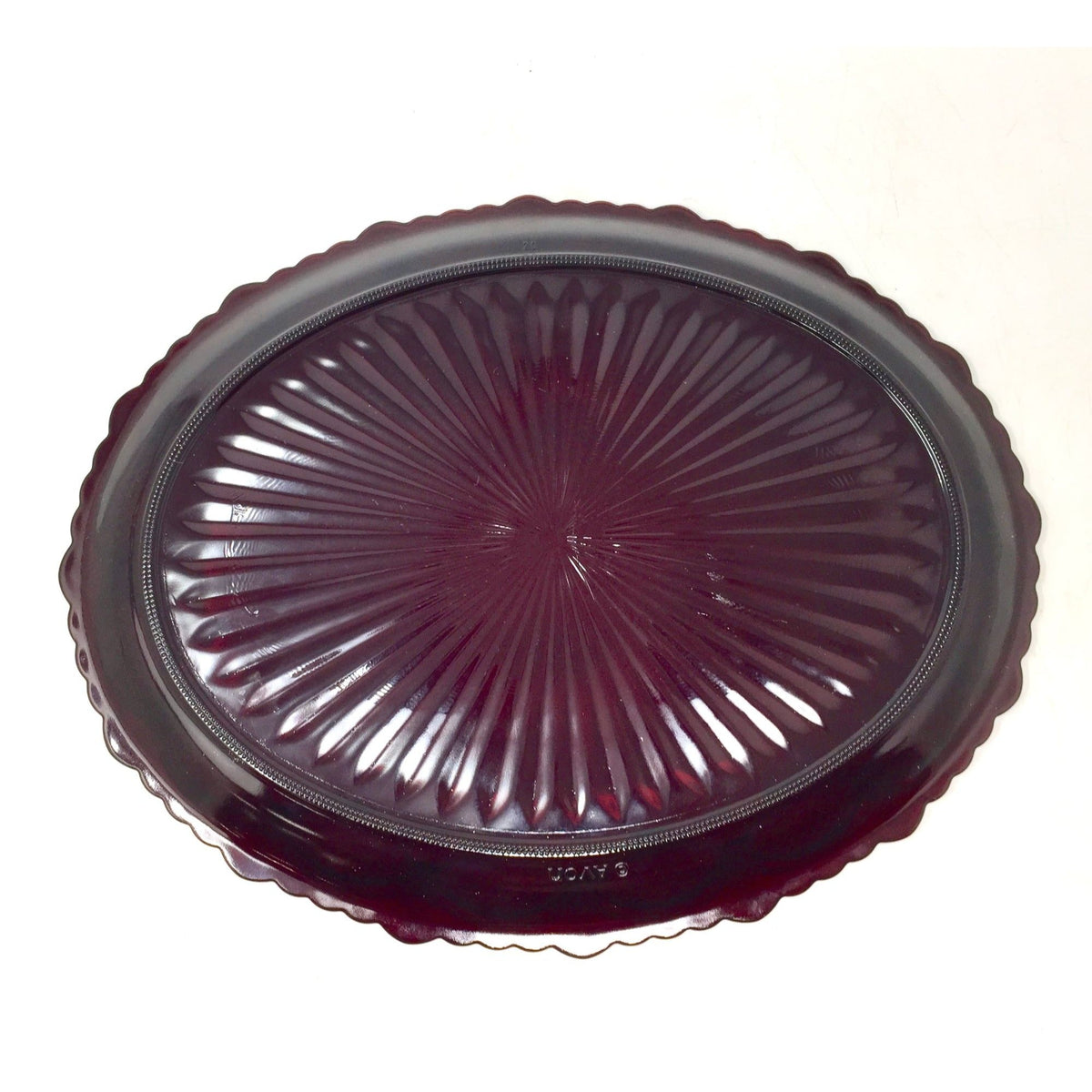 Vintage Avon 1876 Cape Cod Ruby Red Glass Oval Serving Platter  (13.5" x 11") Avon  A+ Stuff Drinking, Dining & More