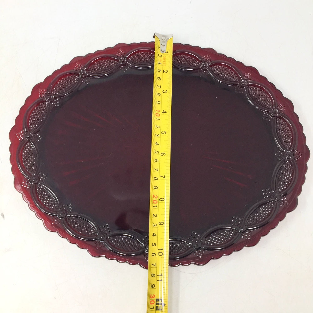 Vintage Avon 1876 Cape Cod Ruby Red Glass Oval Serving Platter  (13.5" x 11") Avon  A+ Stuff Drinking, Dining & More