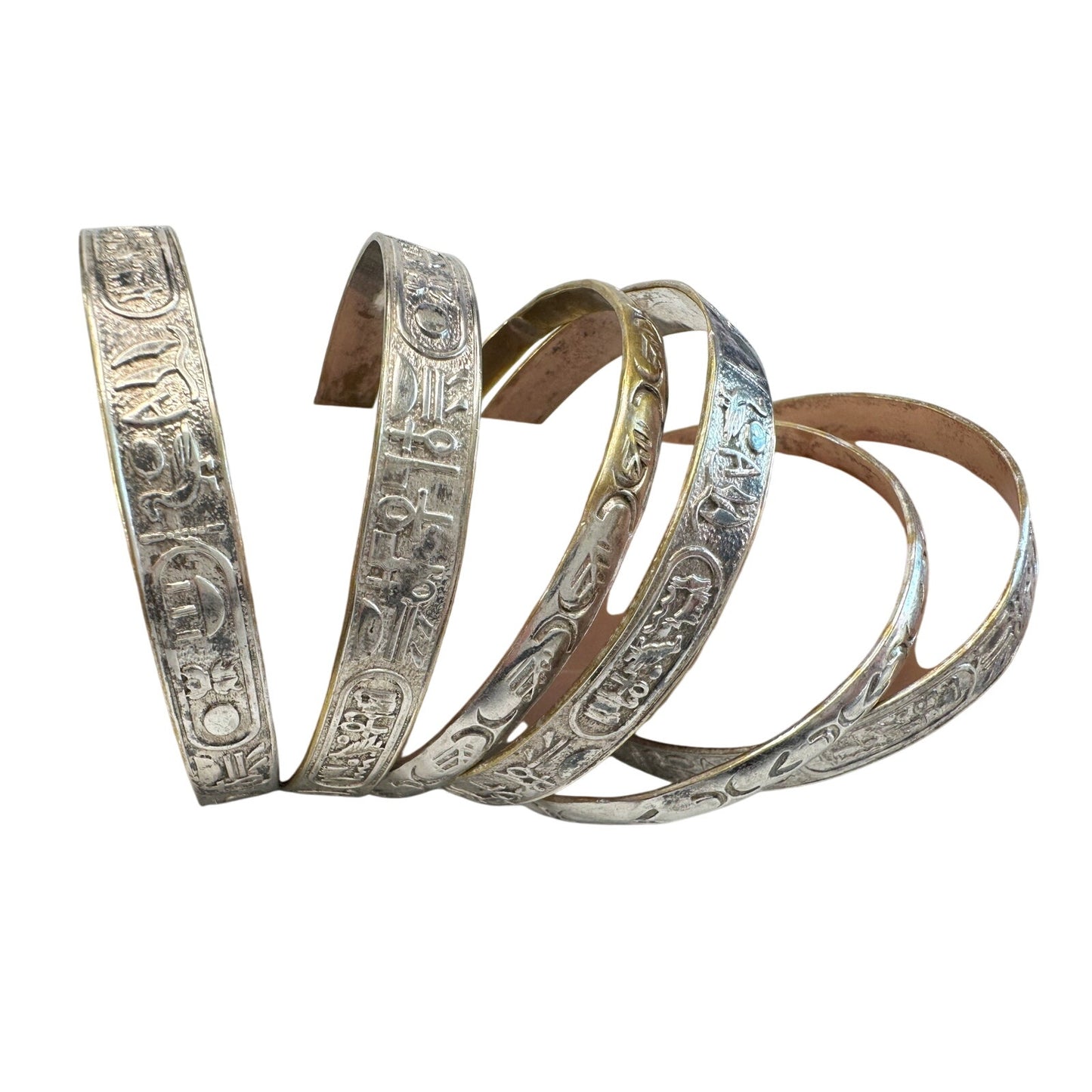 Symbol Etched Silverplated Bangle bracelets Stamped MEXICO (6)