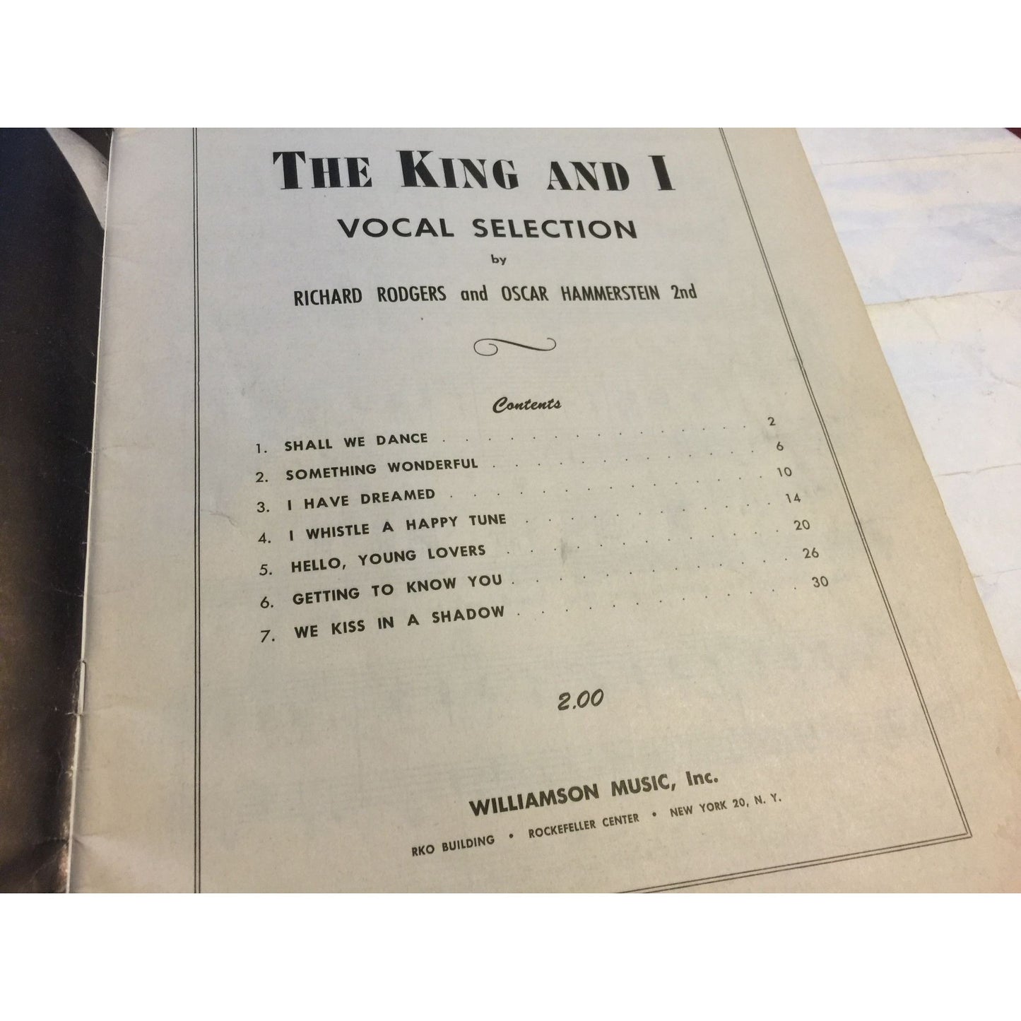 Vocal Selection by Richard Rodgers The King and I Sheet Music Songbook for Piano