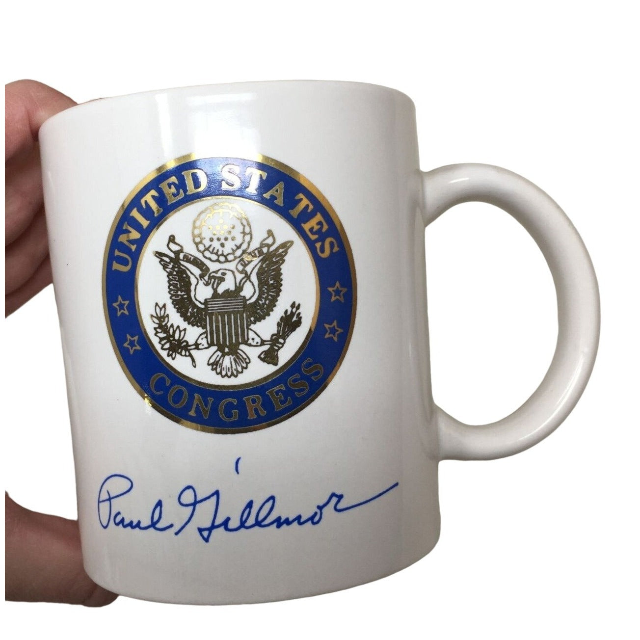 Vintage United States Congress Coffee Mug signed by Paul Gillmor "1990 Lincoln Day Dinner"