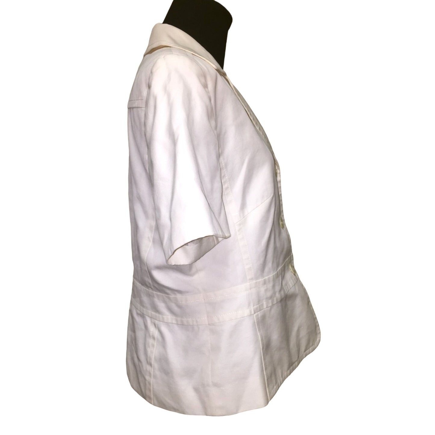 Louis Feraud Women's White Buttoned & Collared Shirt Size 10