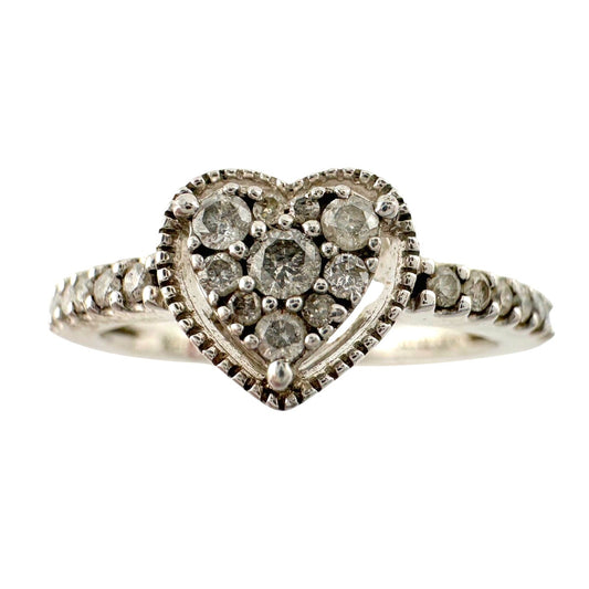 Beautiful and Sweet 1/4 Carat Pave' Diamond Heart Ring -  Size 7