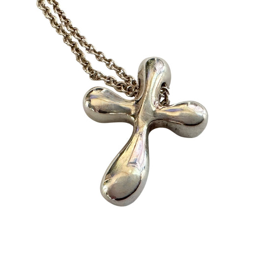 Tiffany and Co Elsa Peretti Cross Pendant Necklace in Sterling Silver (16")