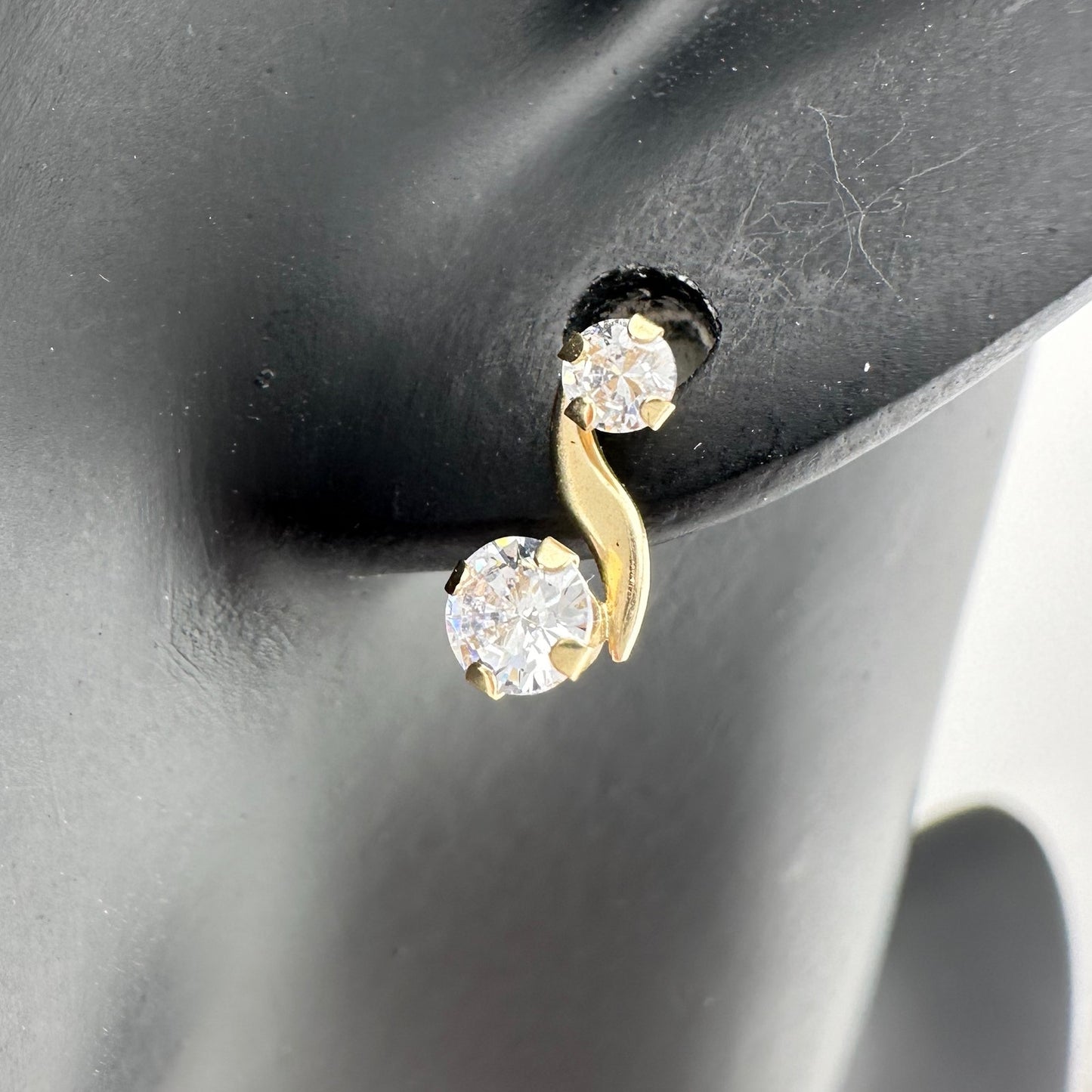 10kt Solid Gold Brilliant CZ Journey Earrings