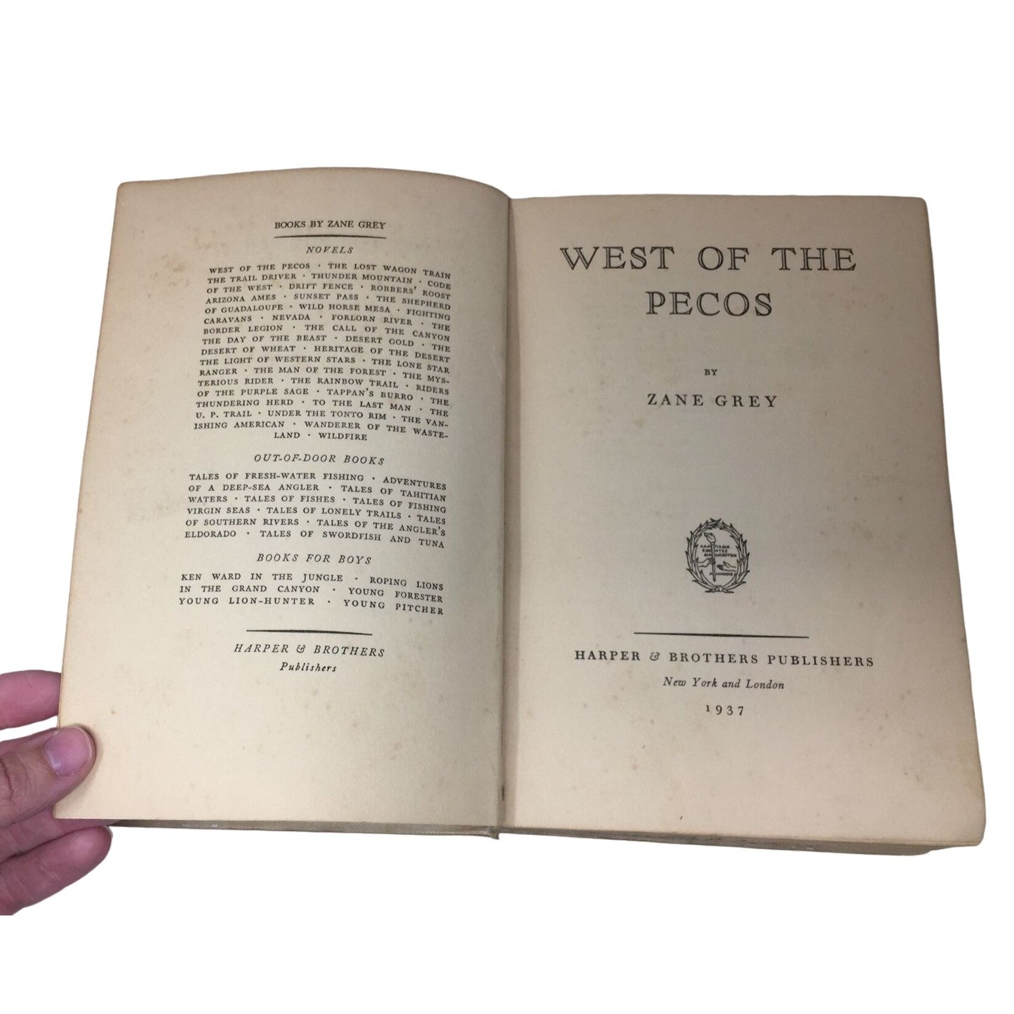 West of the Pecos by Zane Grey Hardcover Book