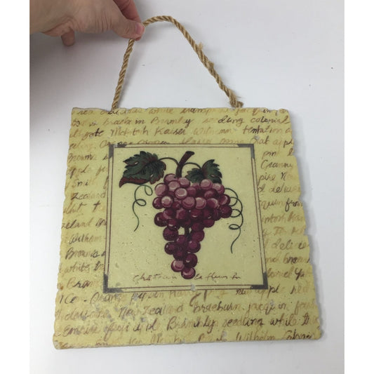 Vintage Grape Ceramic Wall Hanging Decor - about 9x9 inches