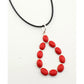 Flirty and Fun Red Coral Teardrop Necklace with Black Leather Cable Chain